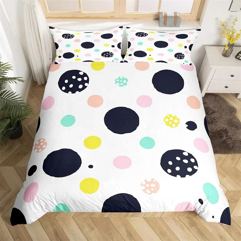 

Цветной пододеяльник в горошек King с круговым принтом, комплект постельного белья из микрофибры с акварельными точками, покрывало для девочек-подростков и женщин EU Single(135x200cm)