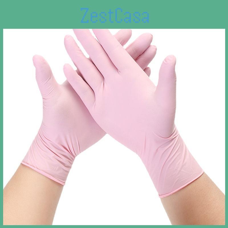 Nitrile Disposable Gloves 50pcs Pink Latex Powder Free Gloves For Women Household Cleaning Gardening Work Salon Kitchen Gloves