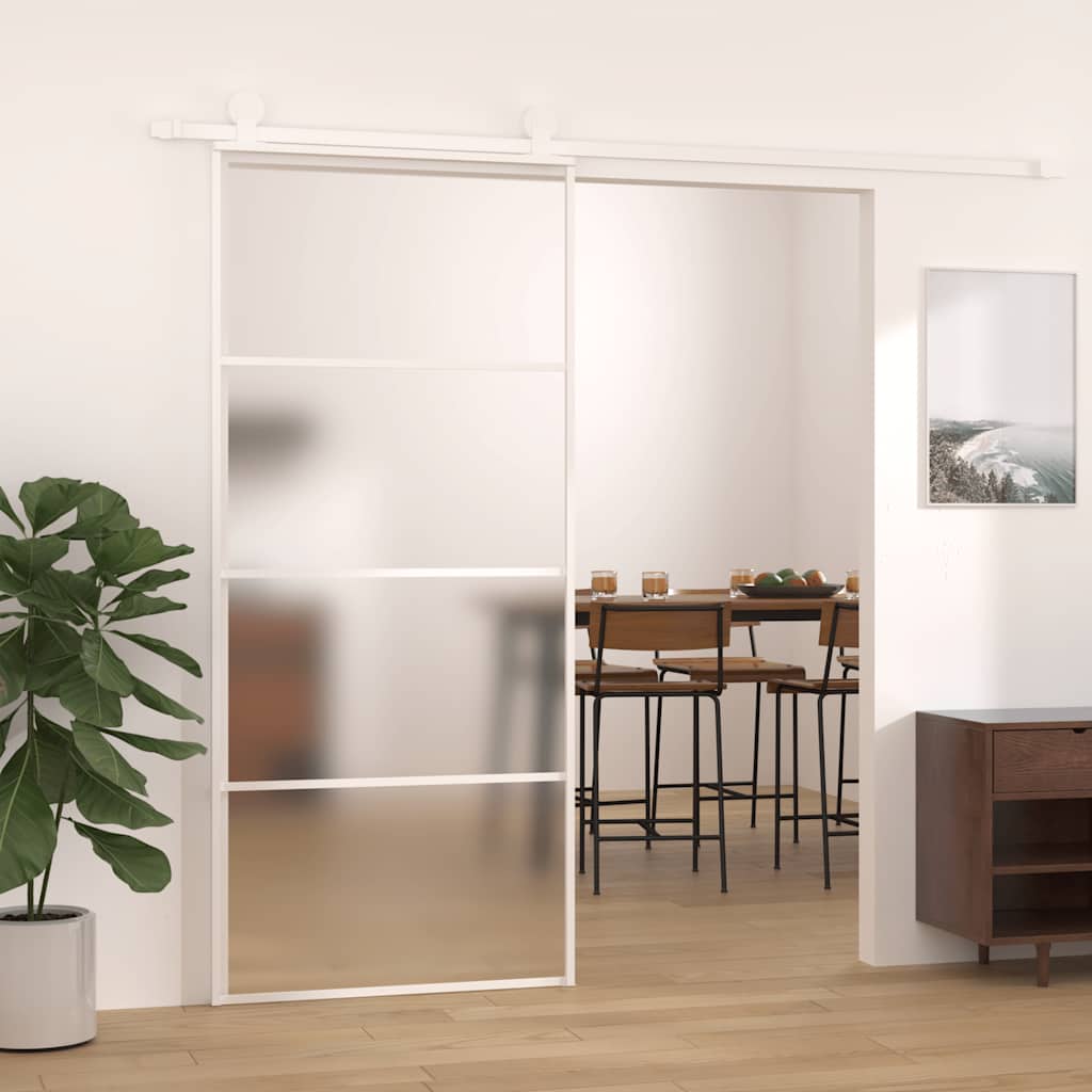 Vidaxl Sliding Door, ESG Glass and Aluminum, 90x205 Cm, White
