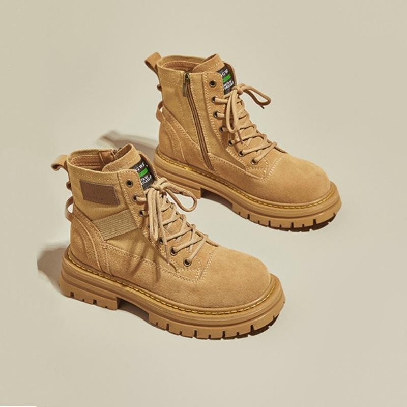 Martin boots women's 2025 new autumn retro heightening tooling boots outdoor single boots popular thick-soled heightening short boots