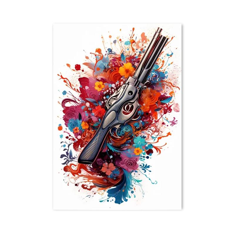Abstract Graffiti Pistol Posters and Prints Canvas Paintings Wall Art Pictures for Living Room Home Decoration