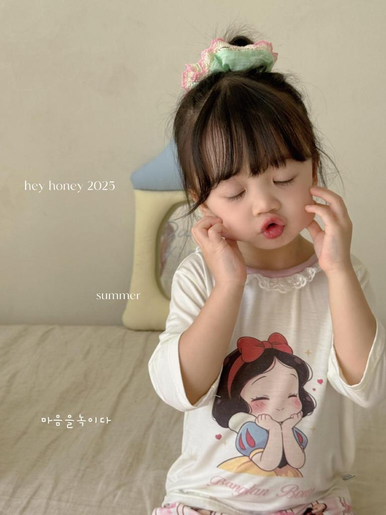 In Stock Hey Sweetheart Kids' Summer Tencel Pajama Set - Cool Short Sleeve Home Wear for Boys and Girls