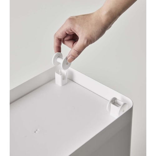 Yamazaki Tower Food Storage Container, 12kg Capacity, with Measuring Cup, White, Approx. W41 X D24 X H42.5cm (Approx. H65.5cm with Lid Opened), Model