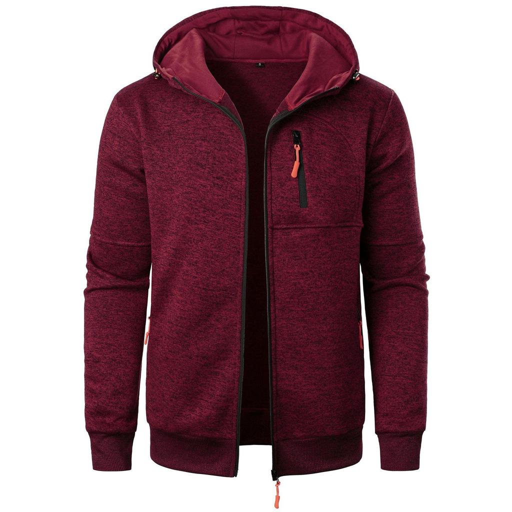Men's Sports Fitness Casual Jacquard Sweater Cardigan Hooded Jacket Knitted Cardigan