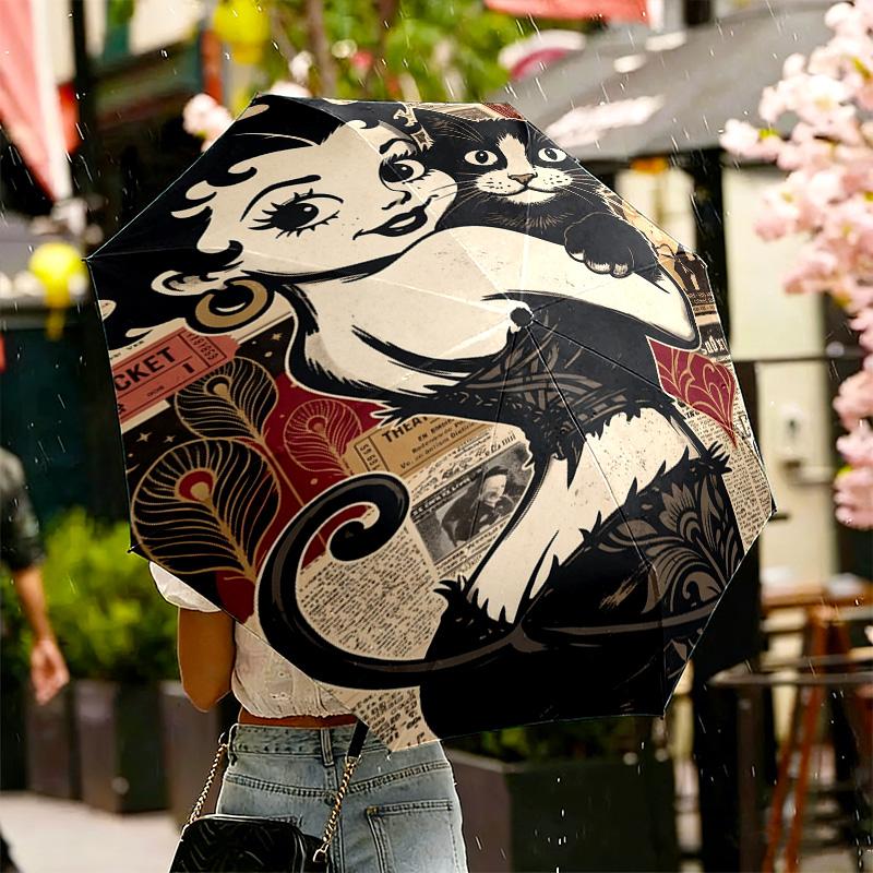 Betty Boop Print Umbrella Automatic Opening/ Closing - Portable Foldable Design - Daily Use for Travel/Outdoor - Gift for Birthday