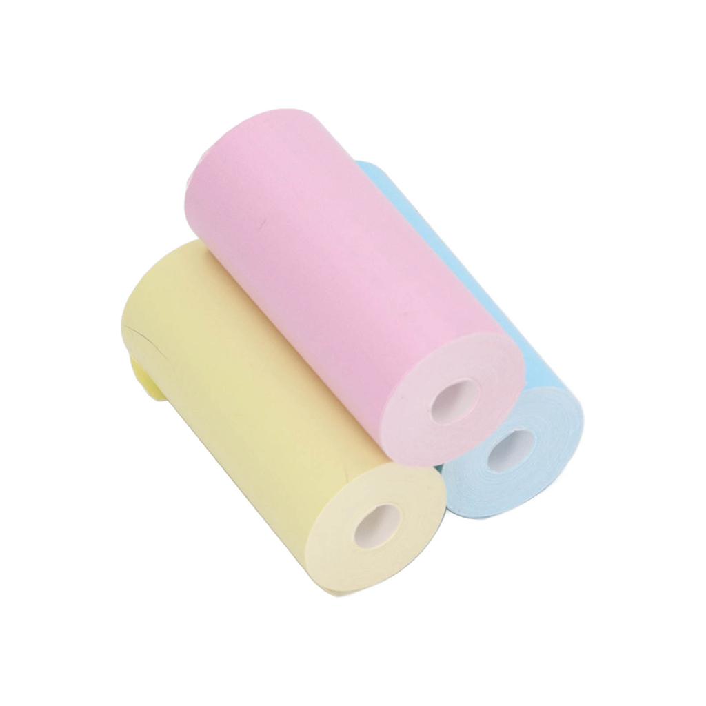 3 Roll Thermal Printer Paper Mini Thermal Print Paper Toll Yellow Blue Pink for Label Photo 57x25mm