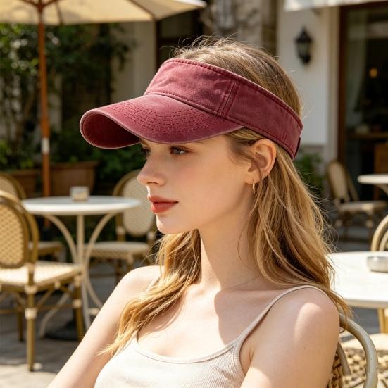 Yousheng Empty Top Baseball Cap, Retro Washed Style UV Protection Hat with Extended Curved Brim, Summer Hat for Travel Hiking Outdoor Sports