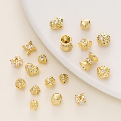 2/5 Pièces/Lot Diverses Formes Couleur Or 14/18K Plaqué Cuivre Perles Espacement Pour Fabrication de Bracelets Bijoux DIY faits main Accessoires