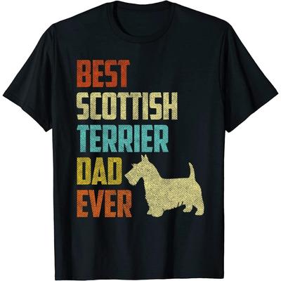 InconicTee Best Scottish Terrier Dog Dad Ever Vintage Father's Day T-Shirt Black