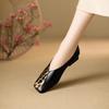 Cowhide Clear Goods Genuine Leather Retro Square Head Leopard Print Single Shoes Women's Spring and Autumn New Thick Heel Small Leather Shoes