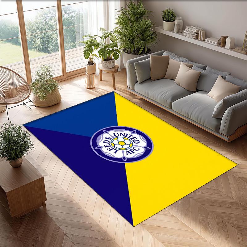 Tappeto in Velluto di Cristallo con Stampa del Leeds United Football, Comodo Assorbente d'Acqua Antiscivolo Tappeto per Pavimenti Interni