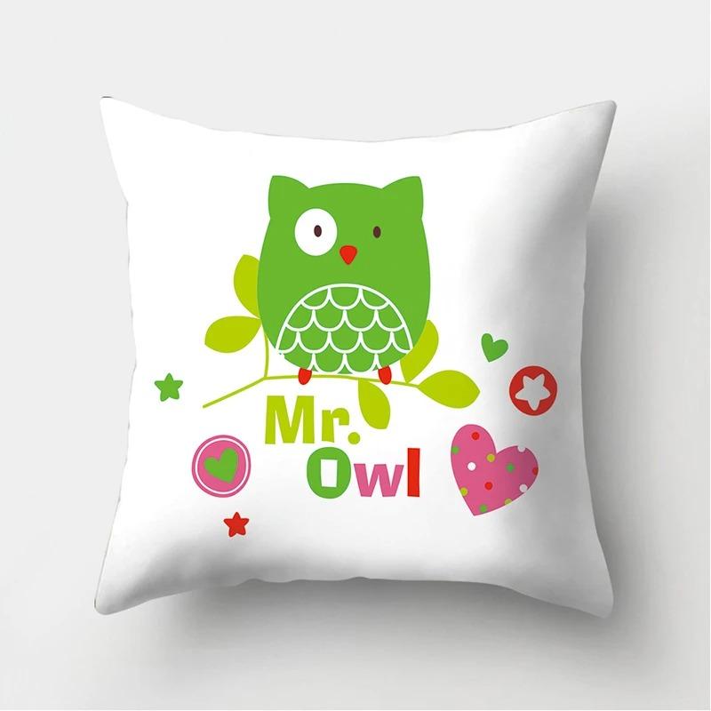 Owl Flower Decorative Pillowcase Living Room Office Home Pillowcase Car Ornaments