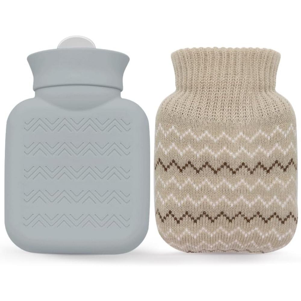 320ml Mini-Wärmflasche mit Strickbezug, geeignet für Taille, Rücken, Nacken und Schultern. Kleine und auslaufsichere Wärmflasche