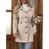 TIFICY Women's Fashion Casual Solid Color Print Autumn Winter Long Sleeve POLO Neck Jackets & Coats