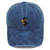 Vintage Washed Black Cat Holding Pizza Embroidery Baseball Cap Unisex Adjustable Brim Dad Hat Pet Lover Casual Outdoor Sun Hat