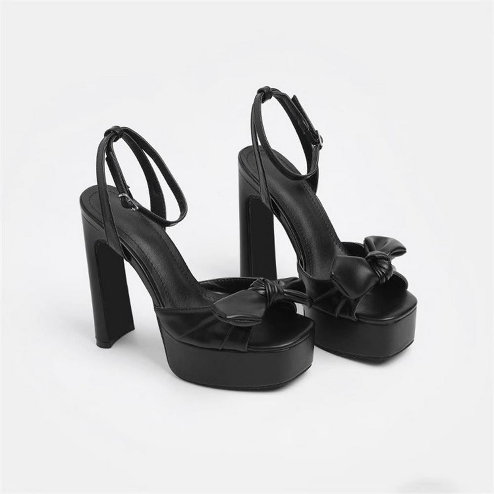 Fashion FHC 2025 New Women Platform Sandals,High Heeled Bowtie Summer Shoes,Ankle Buckle Strap,Peep Toe,Black,White,Apricot,Dropship