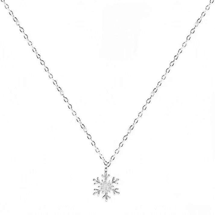 Gold-Plated Nickel Silver Snowflake Necklace for Women - Elegant Design with High-End Feel
