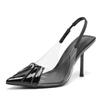 2025 Summer New Sexy Pleated Patent Leather Pumps French Stiletto Heels Fairy Sandals for Women
