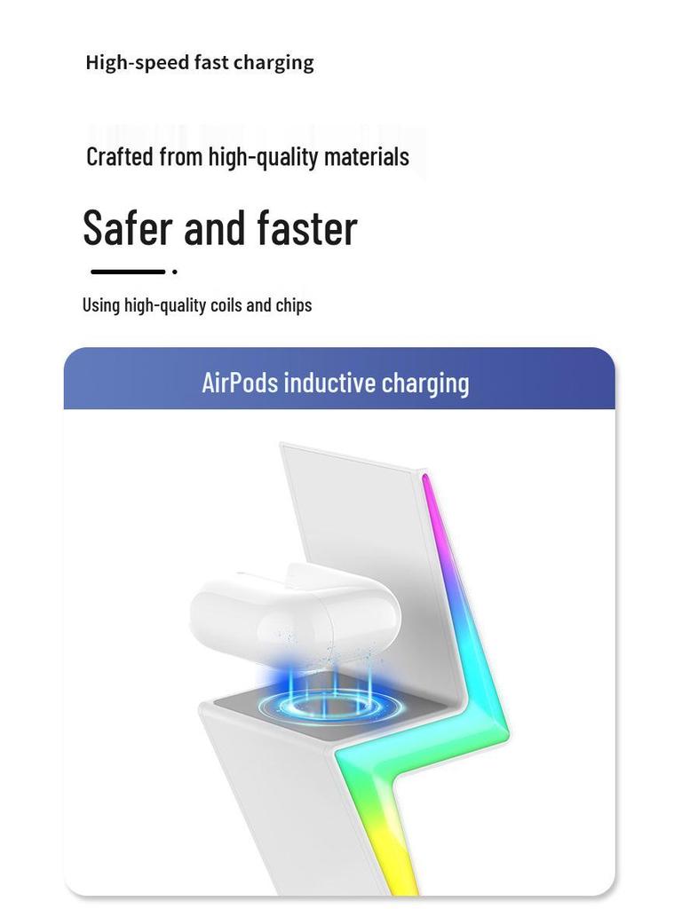 Apple Device Compatible 3-in-1 Wireless Charger for iPhone, Watch & Earbuds