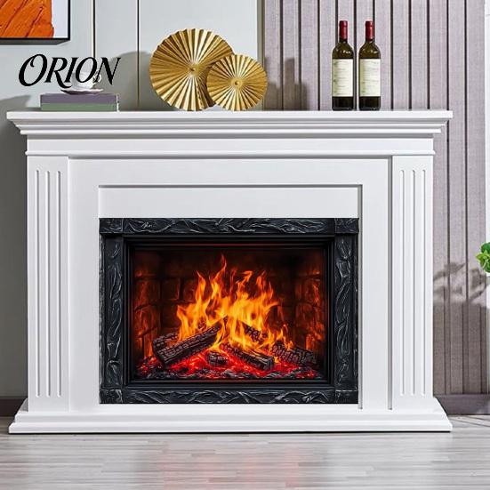 Cozy Living Room Decor Fireplace Flame Wall Decal, Vintage European Background Sticker, Self-Adhesive Waterproof Window Sticker Mural for Dining Space