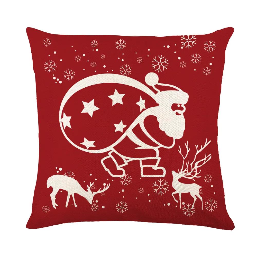 Christmas Cushion Cover Linen Pillow Covers Holiday Decoration Home Decor Salon Sofa Pillow Case Throw/Couch