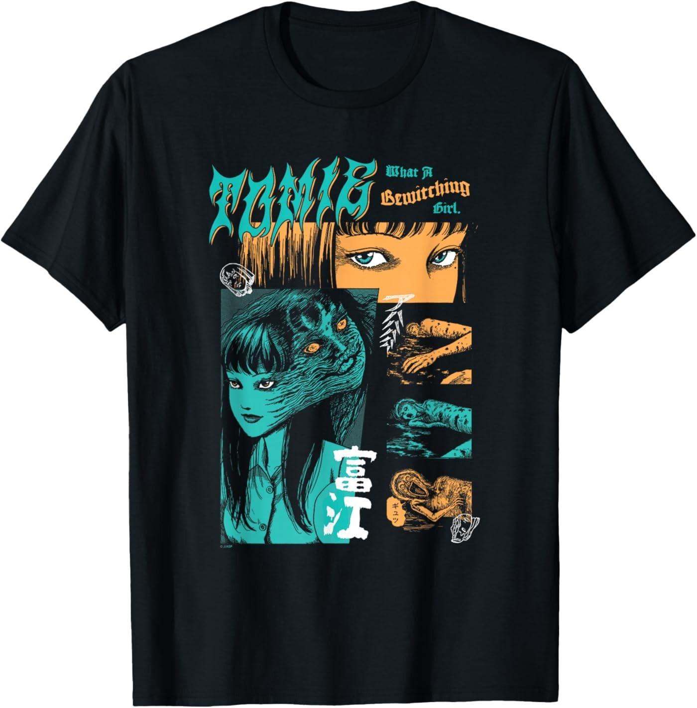 Junji Ito Tomie Orange and Aqua Zine Collage Horror Manga T-Shirt S разноцветный