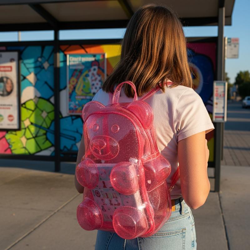 Ita Backpack Cute Bear Design Large Capacity Clear Display Bag Casual Shoulder Bag for Anime Fans Daily School Accessory