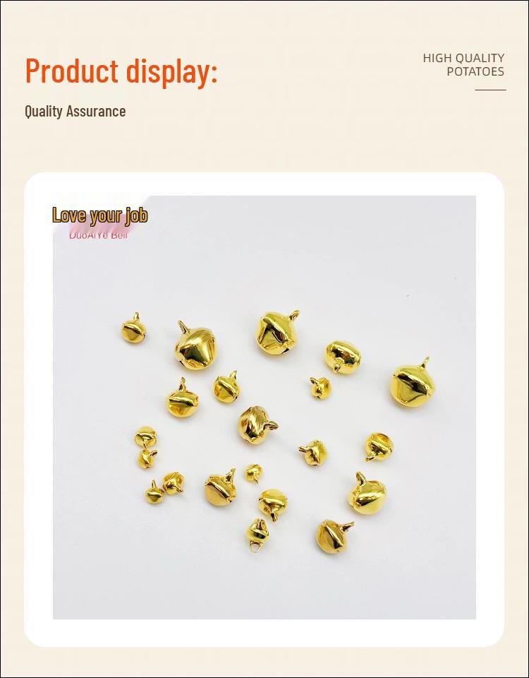 Gold Plated One-Word Bell Charms for Pet Collars (6mm-16mm) - DIY Christmas Pendant Decoration
