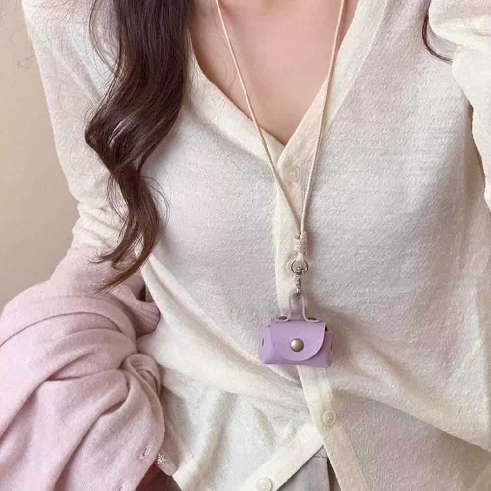 Pendant Hanging Neck Coin Purse Necklace Leather Women Necklace New Headphone Bag  Women