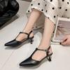 Fashion High Heel Pointed Back Air Sandals for Women French Bare Color High Quality Women Shoes Low Heel Sandalias De Mujer Zapatos