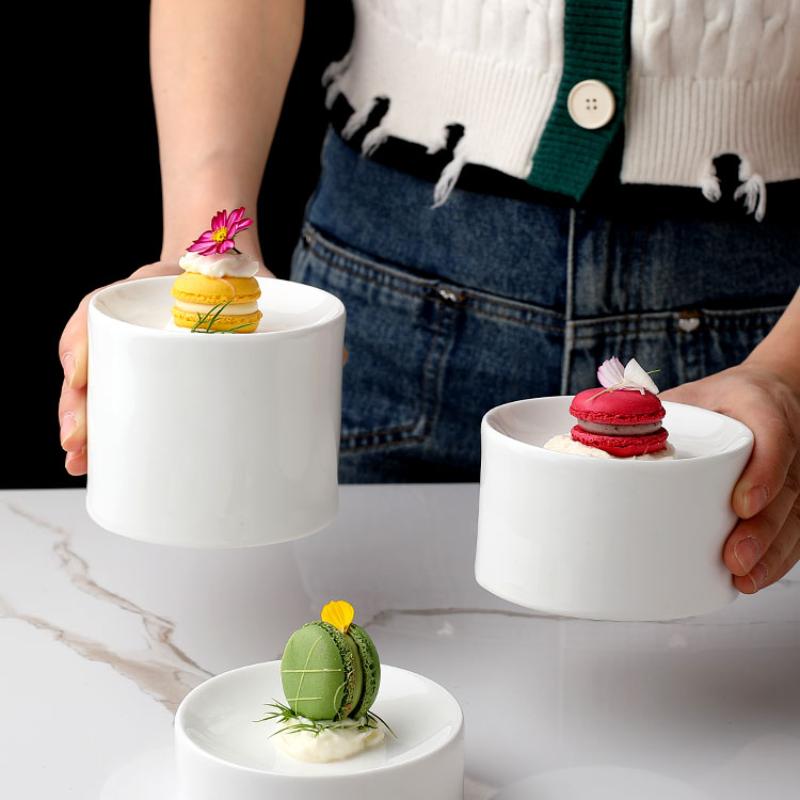 Restaurant Ceramic Creative Dishes Snacks French Dessert Table Molecular Dishes Cold Dishes Cylindrical Pastry Plates