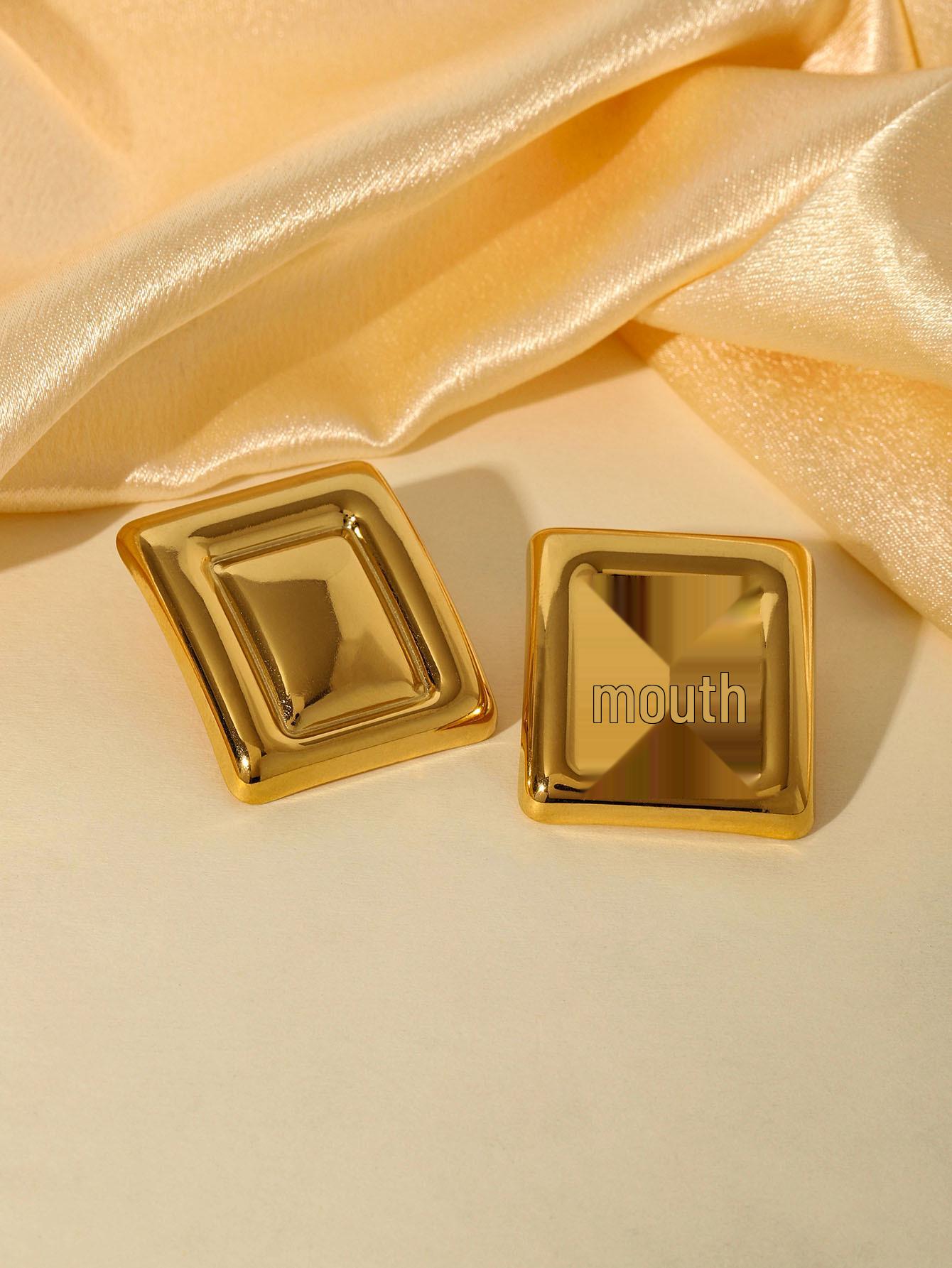 

18K Gold Stainless Steel Geometric Color Block Rectangle Earrings - Trendy, Stylish, and Versatile 18K
