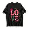 Valentine's Day Love Rose Heart Print Casual Crew Neck T-Shirt Pure Cotton T-shirt