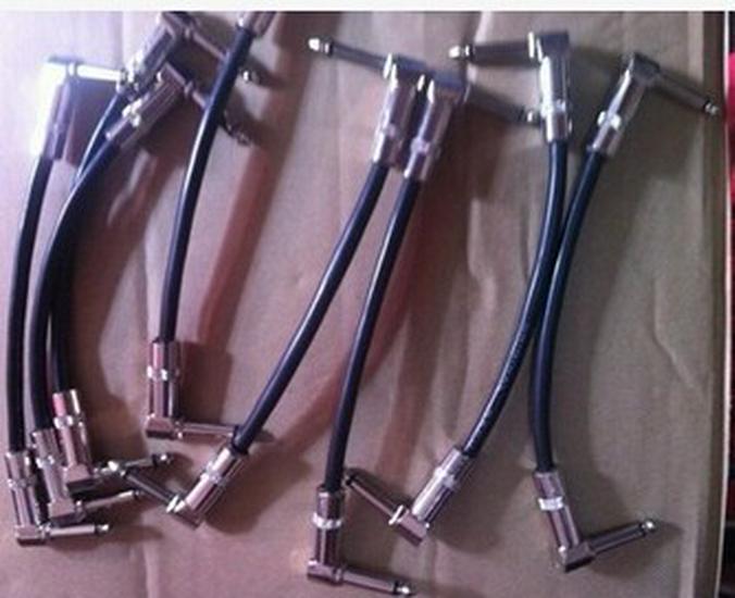 Guitar Effects Pedal Connection Cable, Metal Right-Angle Audio Cable, 6.35mm, 20-30CM