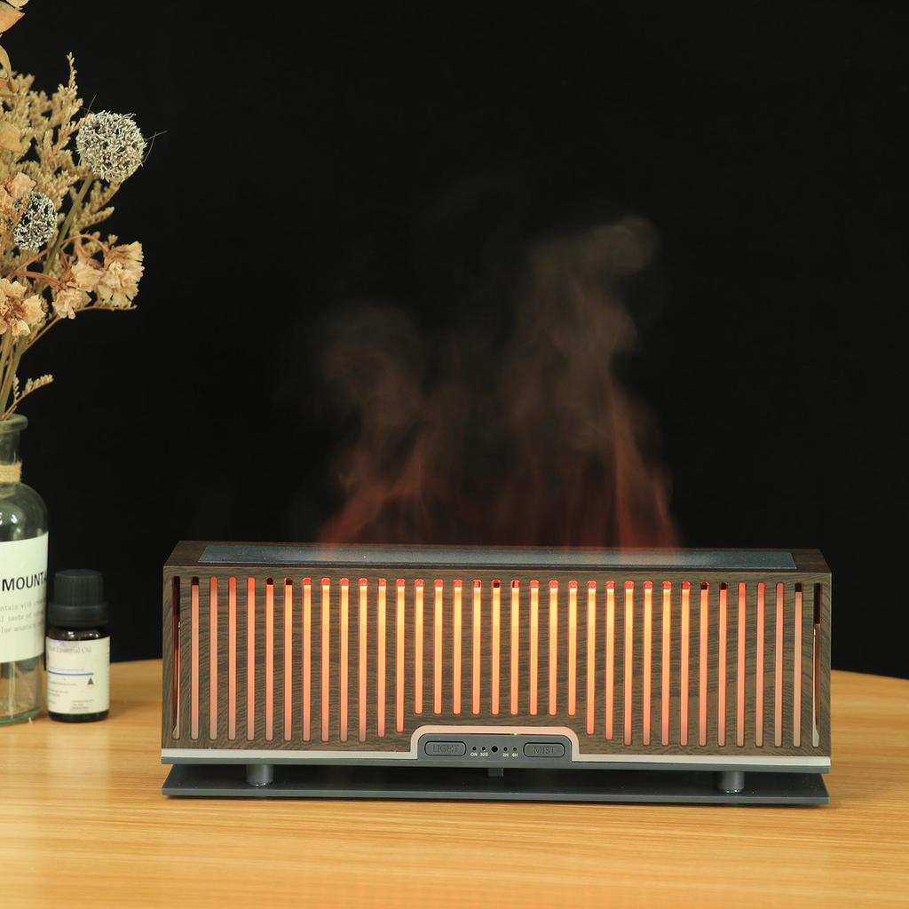 Striped 3D Flame Aroma Diffuser & Humidifier with Light - Ideal for Bedroom & Air-Conditioned Rooms