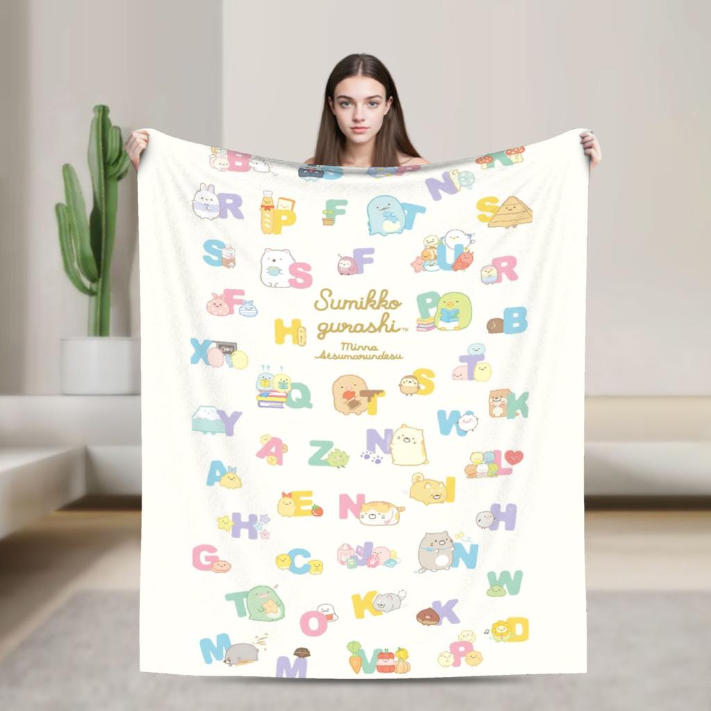 Sumikko Gurashi Cartoon Flannel Throw Blanket Shirokuma Penguin for Bedspread Knitted Blanket Car Lightweight Multifunction