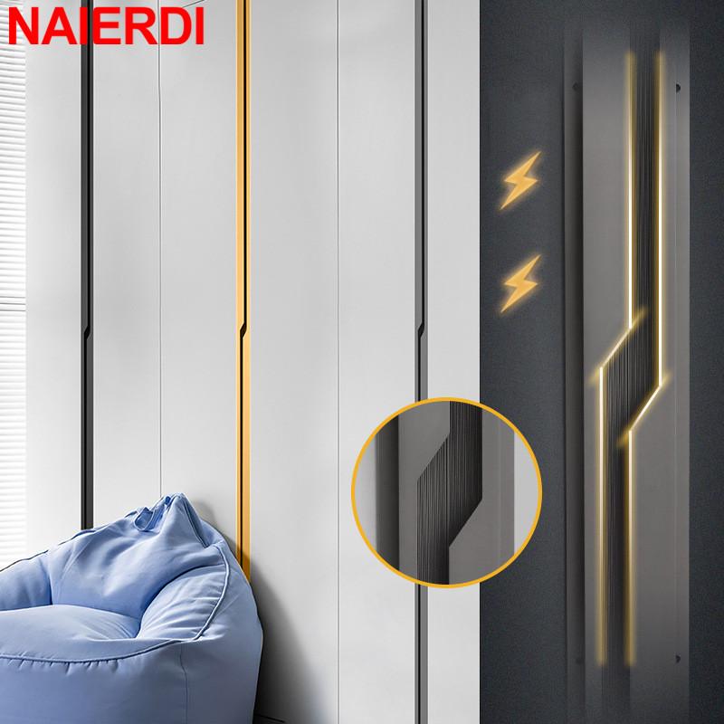 NAIERDI Black Lightning Long Furniture Handles 600-1800mm Aluminum Alloy Cabinet Handles Cupboard Door Handles Door Hardware