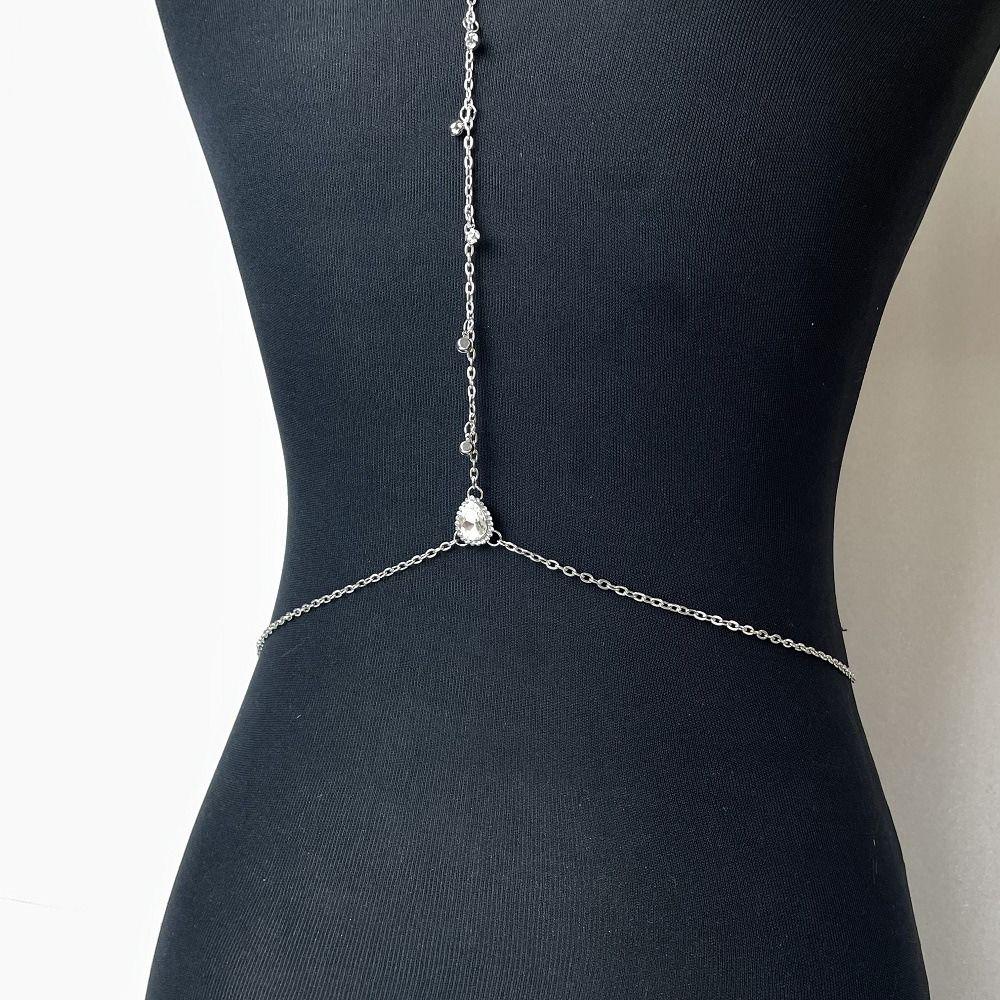 Dress Charm Drop Crystal Body Chain Hanging Neck Style Rhinestone Chest Chain  Jewelry Accessories
