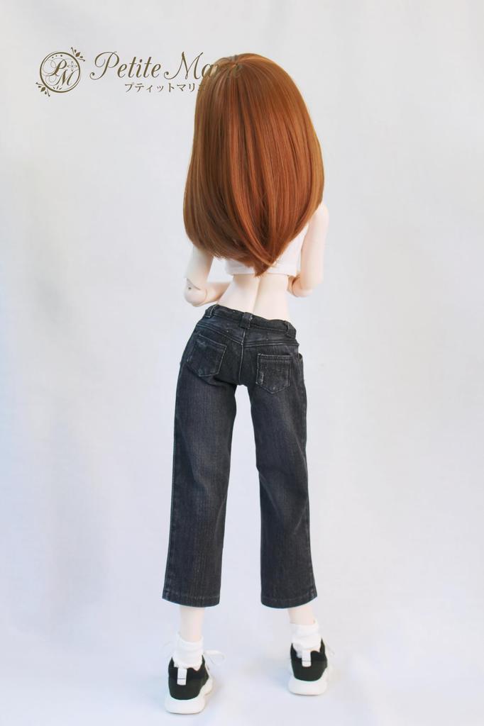 [Petite Marie] 13 DDS Compatible Okayama Processing Distressed 810th Length Wide Jeans Black KOJIMA Processing Jeans Distressed Processing Low Rise