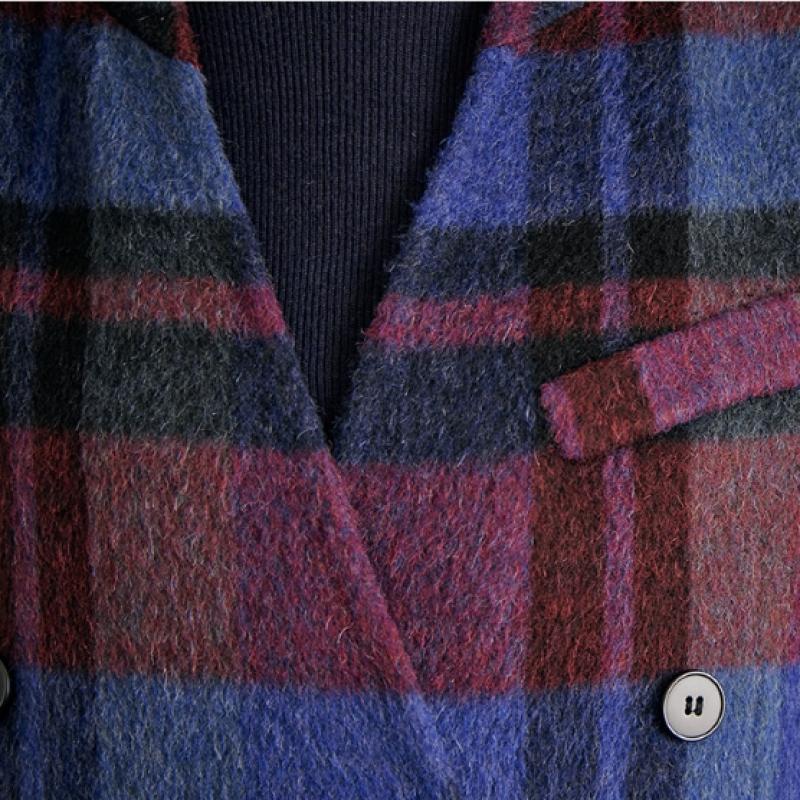 MAXZA Handmade Wool Check Long Coat Scarf Set Zd11hc005nh