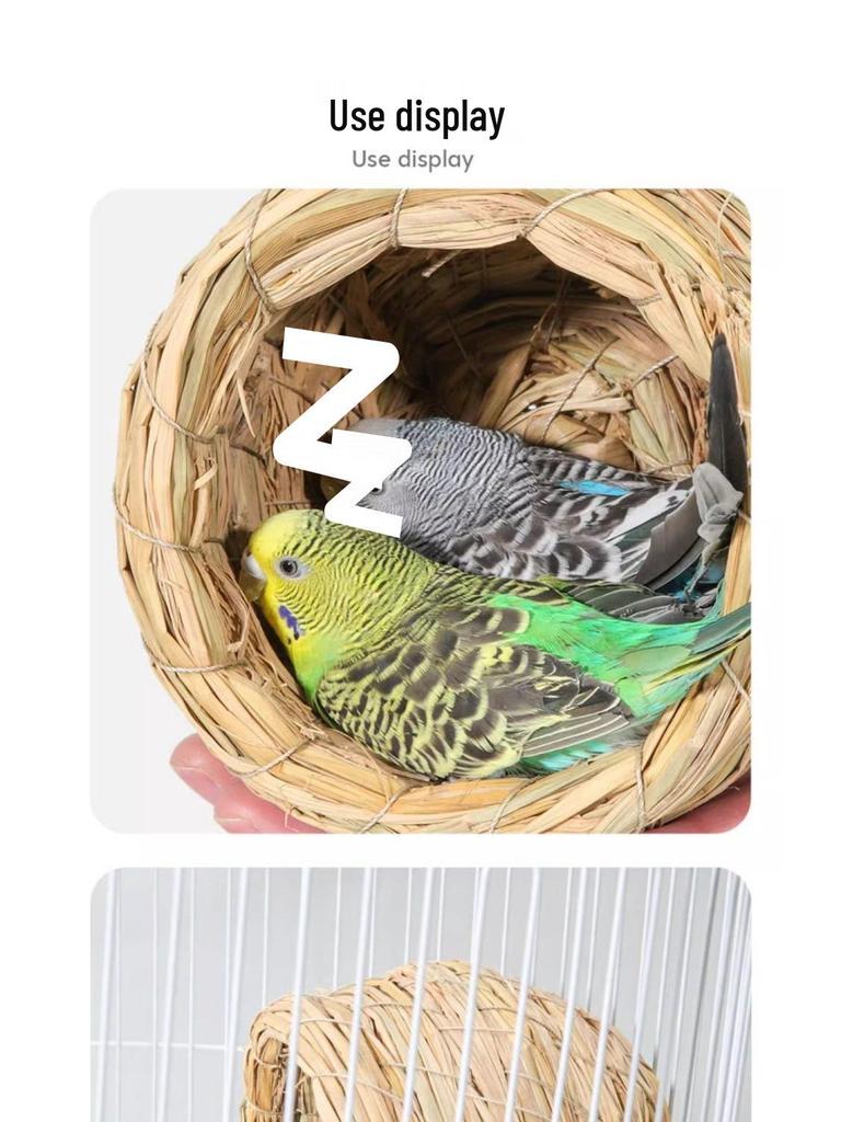 Straw Bird Nest for Budgerigars, Cockatiels, Quails, Pigeons, and Peonies - Hanging Breeding and Egg-Laying Supply