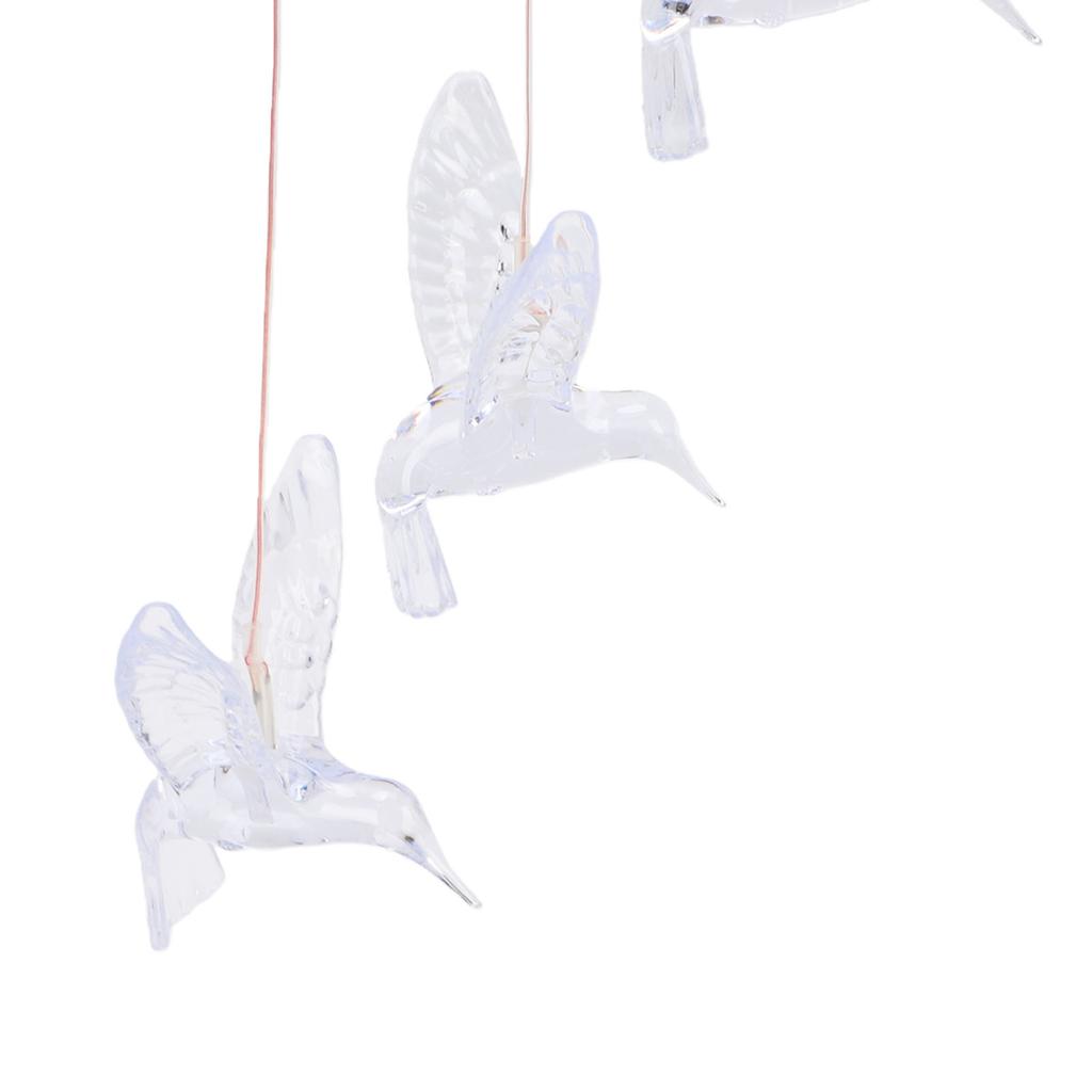 LED Solar Hummingbird Wind Chime Color Changing Solar Hanging Wind Chime Pendant Light for Outdoor Patio Garden Decoration
