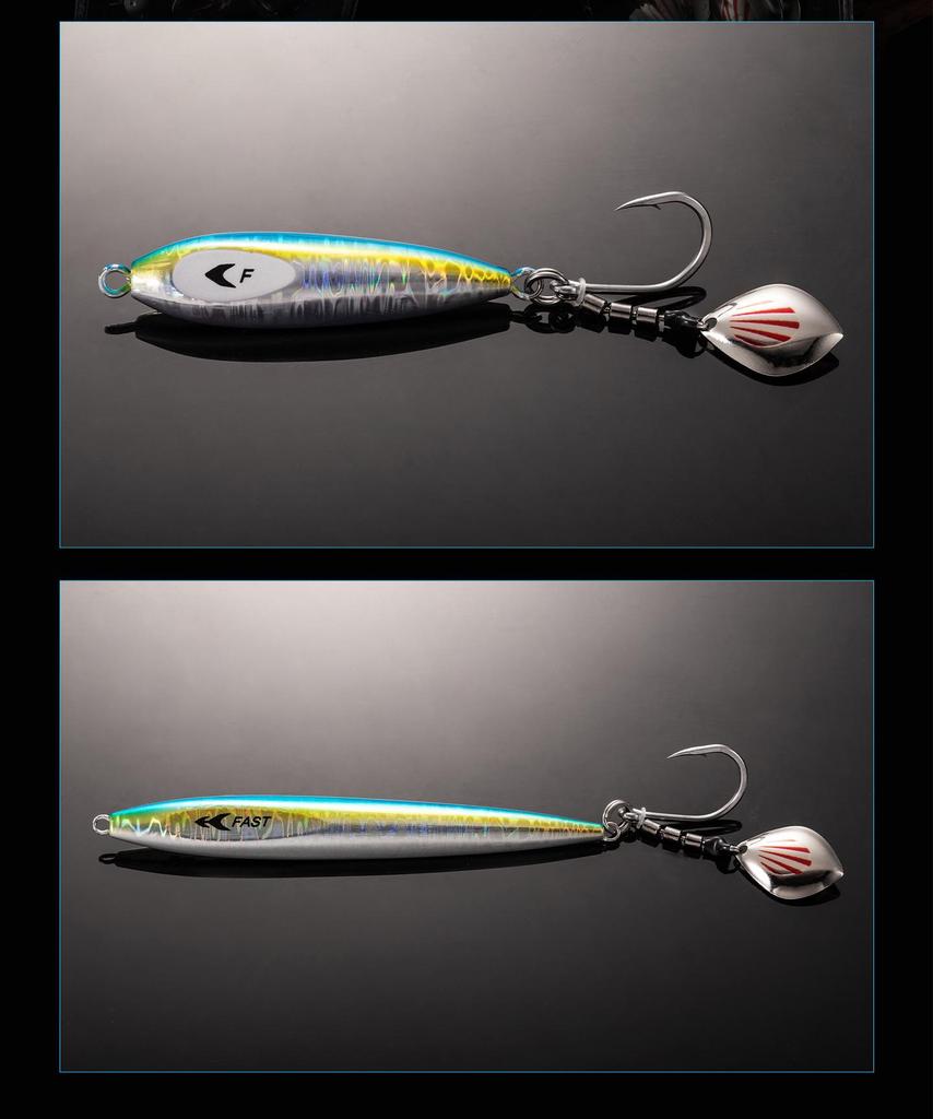 ECOODA Green Blue Stainless Steel Anti-Corrosion Spinner Hook for Sea Fishing