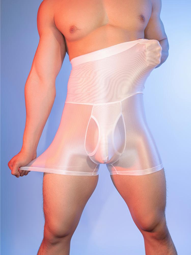 Sexy Herren U-förmiger Beutel Hohe Taille Boxer Öl Glänzend Sexy Tanga Öl Glänzend Transparent Durchsichtig Unterwäsche Unterteil Dienstmädchen Gay Wear
