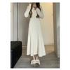 New autumn and winter women's knitted sweater long-sleeved with coat and bottom long dress dress
