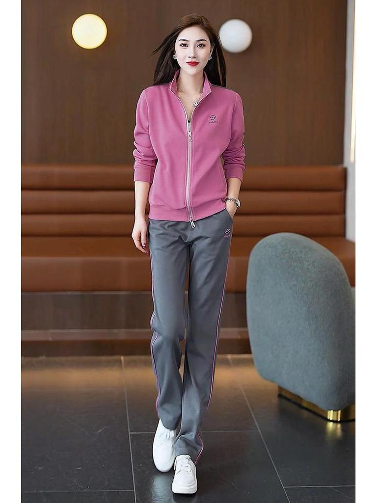 2025 New Korean Style Slimming Two-Piece Casual Sports Suit for Spring and Autumn