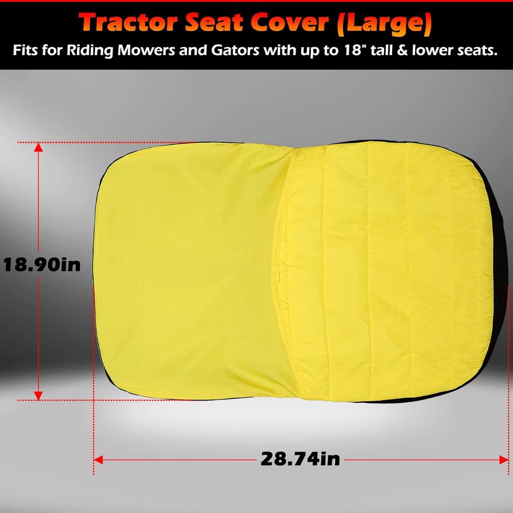 Upgrade Large Seat Cover LP92334, Riding Lawn Mower Cushioned Waterproof Seat Cover Up To 18" High Perfectly Fits For John Deere Mower & Gator Seats,