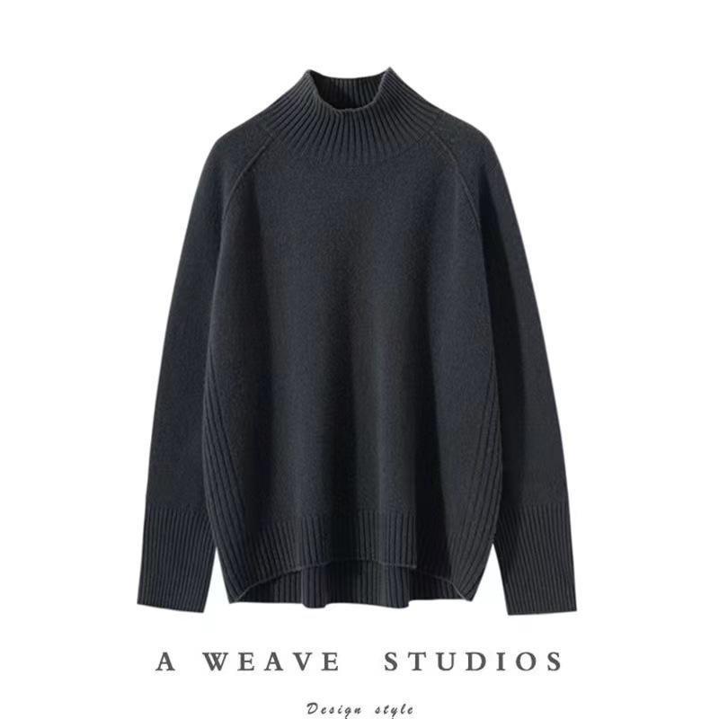 Women's Thick Wool Turtleneck Sweater - Loose Fit, Plus Size, Autumn/Winter Trendy Style.