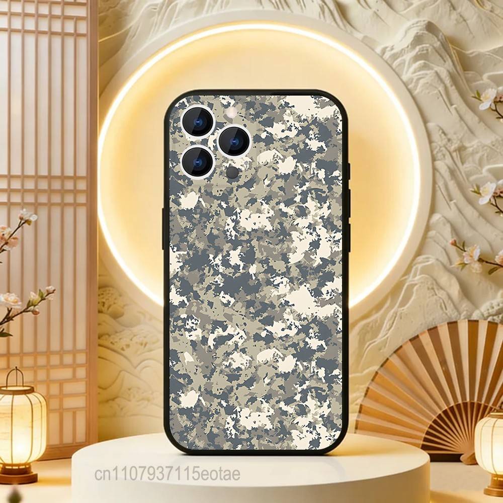Camouflage Camo Military Cool Phone Case For iPhone 17,16,15,14,13,12,11,Pro,Max,Plus,E,Air,Mini Black Shockproof Funda Cover