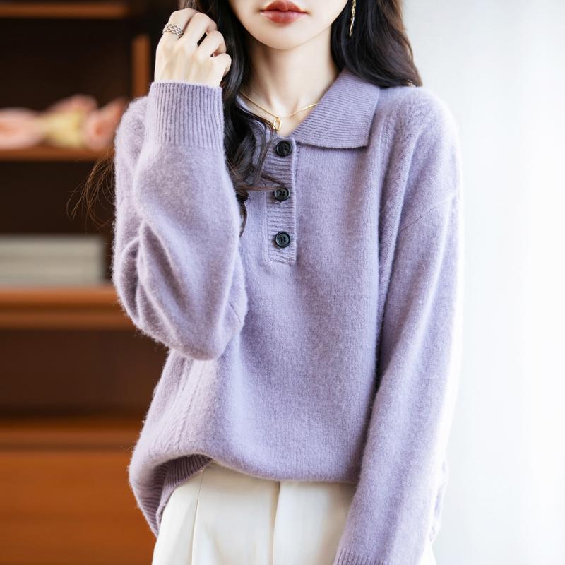 Women's cashmere sweater Qinghe cashmere 30% cashmere 70% wool autumn and winter pullover warm and fashionable